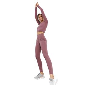 Tommylife 95286 Siyah Yüksek Bel Uzun Kollu Slim Fit Crop Top Kadın Tayt Takım