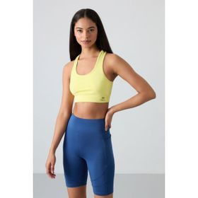 Tommylife 97120 Limon Sırt Detaylı Dar Kalıp U Yaka Kadın Spor Büstiyer