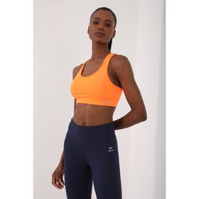 Tommylife 97120 Neon Oranj Sırt Detaylı Dar Kalıp U Yaka Kadın Spor Büstiyer