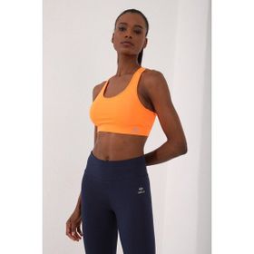 Tommylife 97120 Neon Oranj Sırt Detaylı Dar Kalıp U Yaka Kadın Spor Büstiyer