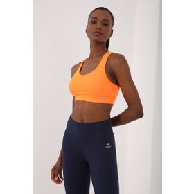 Tommylife 97120 Neon Oranj Sırt Detaylı Dar Kalıp U Yaka Kadın Spor Büstiyer
