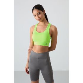 Tommylife 97120 Neon Sarı Sırt Detaylı Dar Kalıp U Yaka Kadın Spor Büstiyer