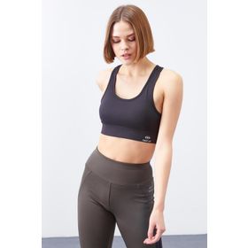 Tommylife 97120 Siyah Sırt Detaylı Dar Kalıp U Yaka Kadın Spor Büstiyer
