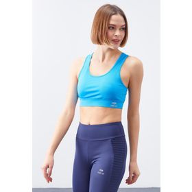 Tommylife 97120 Turkuaz Sırt Detaylı Dar Kalıp U Yaka Kadın Spor Büstiyer