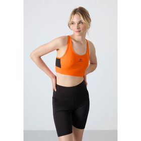 Tommylife 97121 Neon Oranj Çapraz Sırt Detaylı Slim Fit U Yaka Pedli Kadın Spor Büstiyer