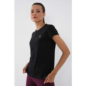 Tommylife 97144 Basic Kısa Kol Standart Kalıp O Yaka Siyah Kadın T-shirt