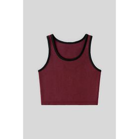 Tommylife 97162 Pudra Basic Sıfır Kol Dar Kalıp U Yaka Kadın Crop Top Atlet