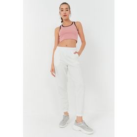 Tommylife 97162 Pudra Basic Sıfır Kol Dar Kalıp U Yaka Kadın Crop Top Atlet
