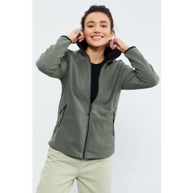 Tommylife 97173 Çağla Dik Yaka Fermuarlı Rahat Form Kadın Polar Sweatshirt