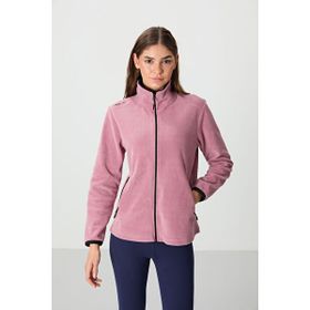 Tommylife 97173 Koyu Bej Dik Yaka Fermuarlı Rahat Form Kadın Polar Sweatshirt