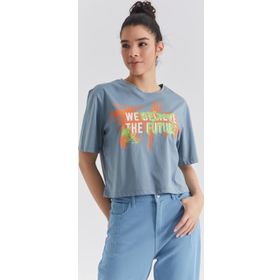 Tommylife 97212 Mint Yeşili Renkli Yazı Baskılı O Yaka Oversize Kadın T-Shirt