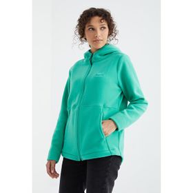 Tommylife 97233 Koyu Bej Kapüşonlu Fermuarlı Rahat Form Kadın Polar Sweatshirt