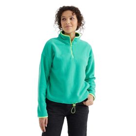 Tommylife 97234 Siyah Yarım Fermuar Etek Ucu Büzgülü Dik Yaka Oversize Kadın Polar Sweatshirt