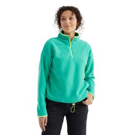Tommylife 97234 Siyah Yarım Fermuar Etek Ucu Büzgülü Dik Yaka Oversize Kadın Polar Sweatshirt