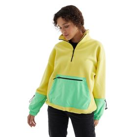 Tommylife 97238 Limon Etek Ucu Büzgülü Yarım Fermuarlı Oversize Kadın Polar Sweatshirt