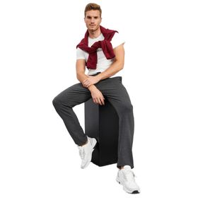 Tommylife Antrasit Melanj Bağcıklı Cepli Standart Kalıp Klasik Paça Erkek Eşofman Alt