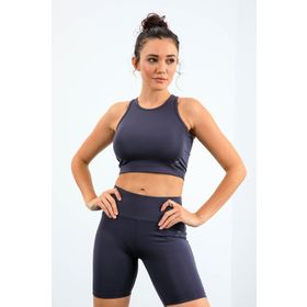 Tommylife Antrasit Yüksek Bel Toparlayıcı Dar Kalıp Crop Biker Kadın Tayt Takım