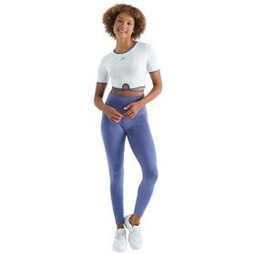 Tommylife Eflatun Logo Baskı Detaylı Yüksek Bel Dalgıç Kumaş Slim Fit Kadın Tayt