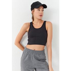 Tommylife Füme 97160 Kadın Crop Top Bluz