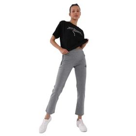 Tommylife Gri Melanj Fermuar Cepli Rahat Form Klasik Paça Kadın Eşofman Alt