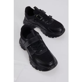 Tonny Black Çocuk Unisex Siyah Cırtlı Rahat Kalıp Sneaker