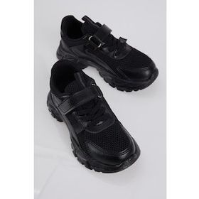 Tonny Black Çocuk Unisex Siyah Cırtlı Rahat Kalıp Sneaker