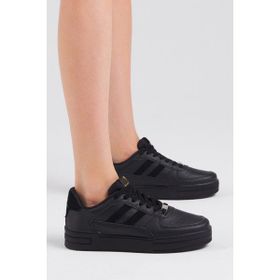 Tonny Black Siyah Yanı Çizgili Bağcıklı Rahat Kalıp Unisex Siyah Sneaker