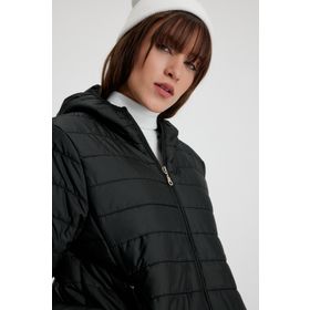 Tonny Black TBG067 Siyah Kapitone Astarlı Su Geçirmez Şişme Kadın Mont