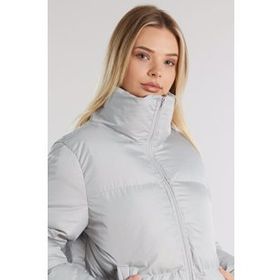 Tonny Black TBG069 Gri Owersize Dolumlu Şişme Su Geçirmez Kadın Mont