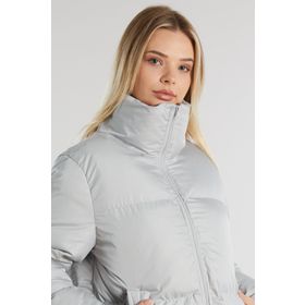 Tonny Black TBG069 Gri Owersize Dolumlu Şişme Su Geçirmez Kadın Mont