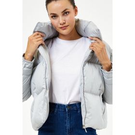 Tonny Black TBG069 Gri Owersize Dolumlu Şişme Su Geçirmez Kadın Mont