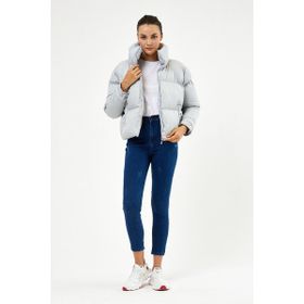 Tonny Black TBG069 Gri Owersize Dolumlu Şişme Su Geçirmez Kadın Mont