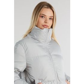 Tonny Black TBG069 Gri Owersize Dolumlu Şişme Su Geçirmez Kadın Mont