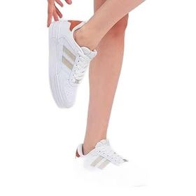 Tonny Black TBKA10 Bej Yanı Çizgili Bağcıklı Rahat Kalıp Unisex Beyaz Sneaker