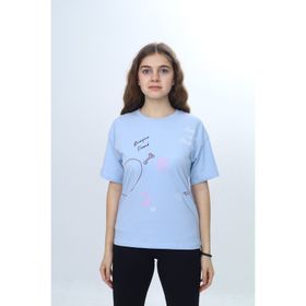 Toontoy 24969 Kız Çocuk Bisiklet Yaka Düşük Omuz Kısa Kollu Kalp Nakışlı Baskılı Tişört