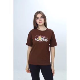 Toontoy 24971 Kız Çocuk Bisiklet Yaka Düşük Omuz Kısa Kollu Baskılı Tişört