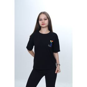 Toontoy 24974 Kız Çocuk Baskılı Bisiklet Yaka Düşük Omuz Kısa Kollu Tişört