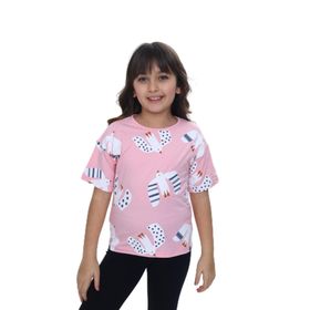 Toontoy 24981 Kız Çocuk Baskılı Bisiklet Yaka Kısa Kollu Tişört
