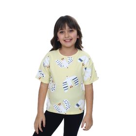 Toontoy 24981 Kız Çocuk Baskılı Bisiklet Yaka Kısa Kollu Tişört