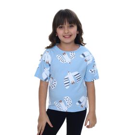 Toontoy 24981 Kız Çocuk Baskılı Bisiklet Yaka Kısa Kollu Tişört