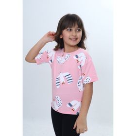 Toontoy 24981 Kız Çocuk Baskılı Bisiklet Yaka Kısa Kollu Tişört