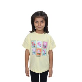 Toontoy 24982 Kız Çocuk Baskılı Bisiklet Yaka Düşük Omuz Kısa Kollu Tişört