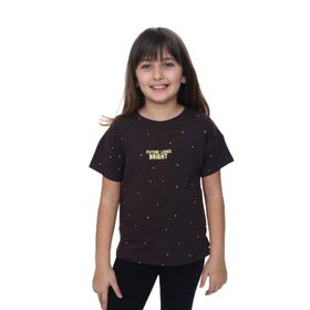 Toontoy 24983 Kız Çocuk Bisiklet Yaka Düşük Omuz Kısa Kollu Baskılı Tişört