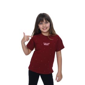 Toontoy 24983 Kız Çocuk Bisiklet Yaka Düşük Omuz Kısa Kollu Baskılı Tişört
