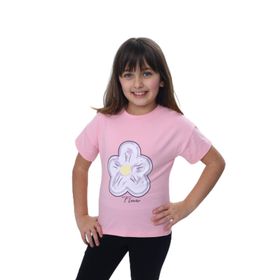 Toontoy 25006 Kız Çocuk Baskılı Bisiklet Yaka Kısa Kollu Tişört