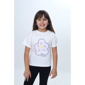 Toontoy 25006 Kız Çocuk Baskılı Bisiklet Yaka Kısa Kollu Tişört
