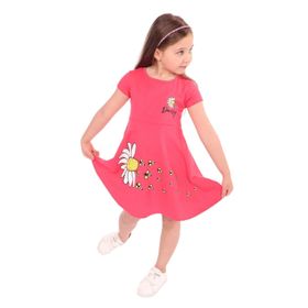 Toontoy Arı Baskılı Nar Çiçeği Kız Çocuk Elbise