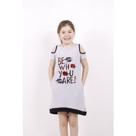 Toontoy Be Wh Are Baskılı Gri Melanj Kız Çocuk Elbise