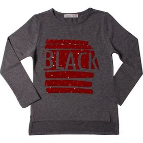 Toontoy Black Flok Nakışlı Kız Çocuk Sweatshirt