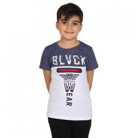 Toontoy Blvck Baskılı Lacivert-Beyaz Erkek Çocuk Tişört